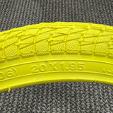 BICYCLE TIRE 20 X 1.95 YELLOW FITS OLD SCHOOL BMX GT MONGOOSE SCHWINN OTHERS