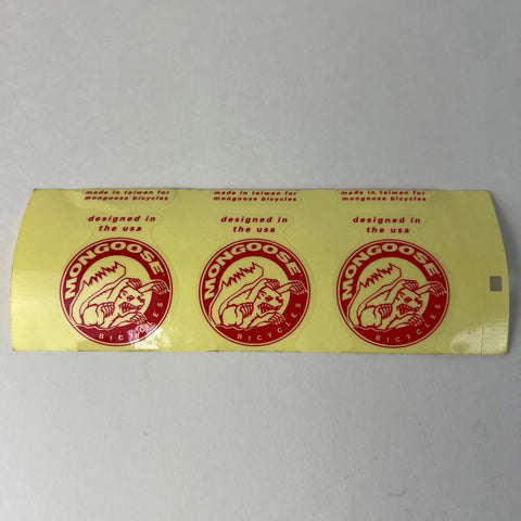 3X MONGOOSE STICKERS "DESIGNED IN THE USA MONGOOSE BICYCLES" NEW