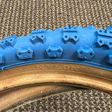 BICYCLE TIRE BLUE / GUM 16 X 2.125 FITS OLD SCHOOL BMX KIDS BIKES CARTS VINTAGE