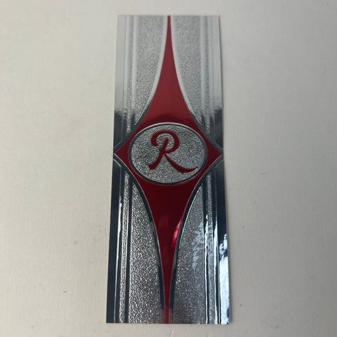 Vintage Rollfast Bicycle R Logo Decal Sticker Chrome Red Silver NOS 4-15/16"