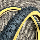 BICYCLE TIRES 20 X 1.75 BLACK / GUM FITS OLD SCHOOL BMX MONGOOSE SCHWINN OTHERS