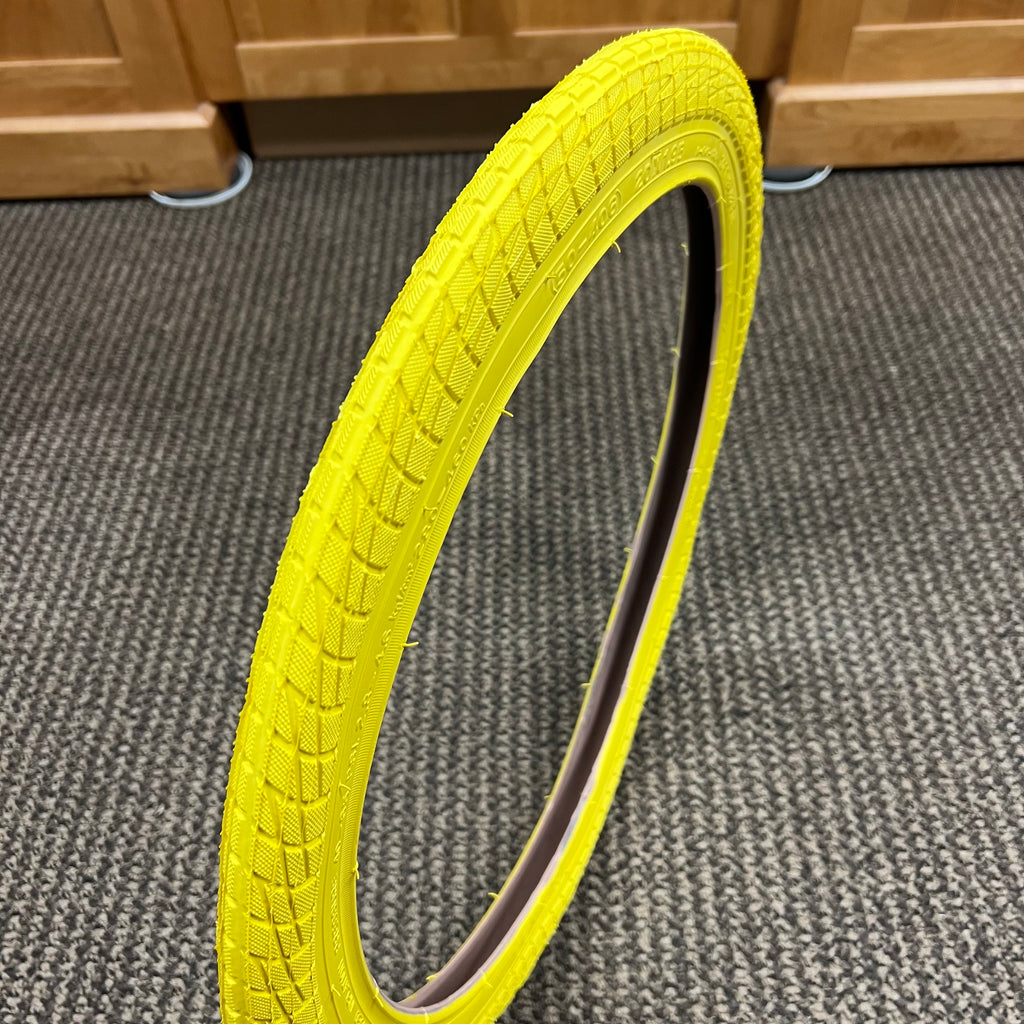 BICYCLE TIRE 20 X 1.95 YELLOW FITS OLD SCHOOL BMX GT MONGOOSE SCHWINN OTHERS