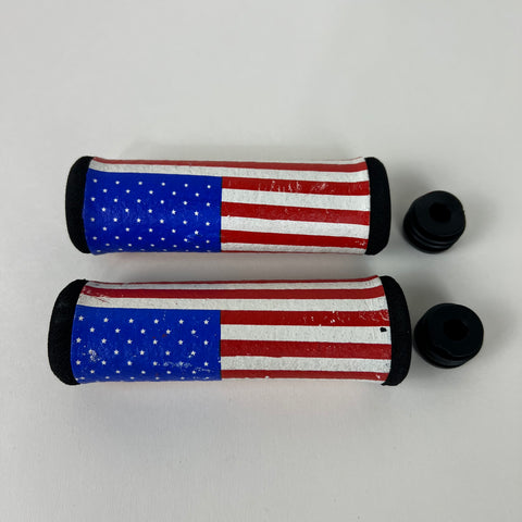 BICYCLE USA FLAG GRIPS SET FOR CUSTOM CHOPPER RAT ROD BIKES & OTHERS NEW
