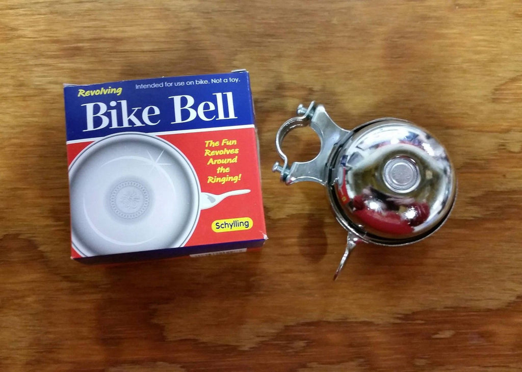 BICYCLE REVOLVING BELL LOUD QUALITY STEEL CHROME FITS SCHWINN AND OTHERS