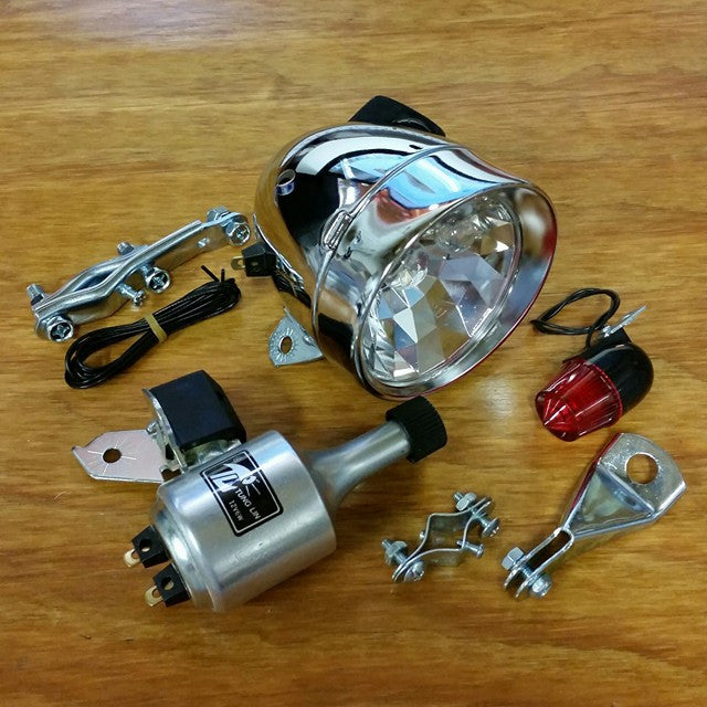BICYCLE GENERATOR LIGHT COMPLETE SET FIT SCHWINN OTHERS FRONT & REAR TAIL LIGHT