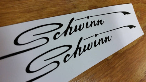 vintage schwinn bicycle decals SCRIPTED FEATHER DECALS FOR SCHWINN BIKES BLACK – Bicycle Heaven