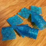 SCHWINN TIRE FLAG VALVE CAPS GLITTER BLUE FOR SCHWINN STINGRAY AND OTHERS