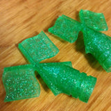 SCHWINN TIRE FLAG VALVE CAPS GLITTER SHAMROCK GREEN FOR PEA PICKER AND OTHERS