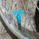 SCHWINN TIRE FLAG VALVE CAPS GLITTER BLUE FOR SCHWINN STINGRAY AND OTHERS