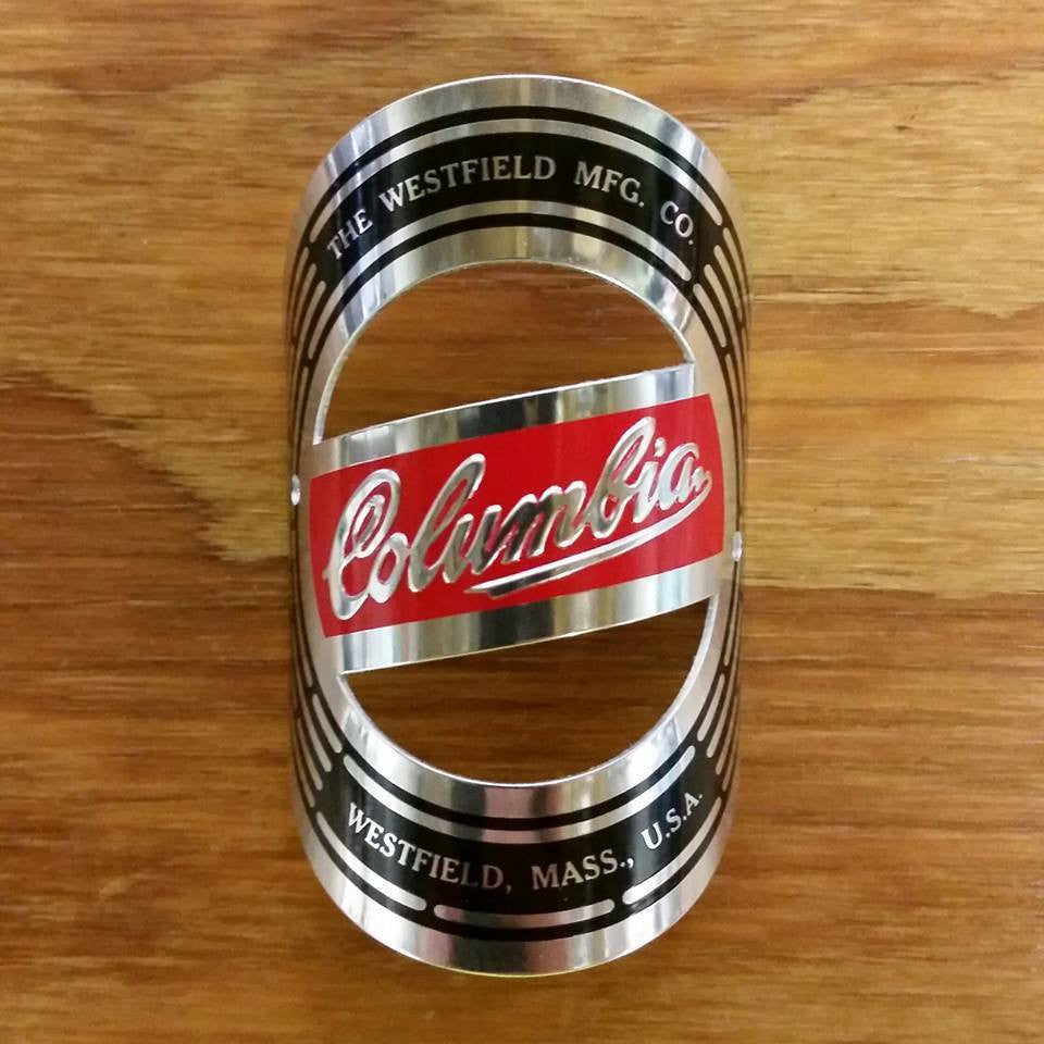 COLUMBIA BICYCLE HEAD BADGE NAME PLATE MINT ASTONISHING