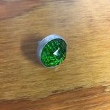 BICYCLE GLASS REFLECTOR RARE GREEN WITH STUD & NUT NOS