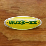 SCHWINN BICYCLE PLATE HEAD BADGE SCHWINN APPROVED YELLOW WITH GREEN LETTER