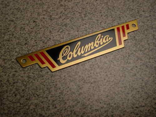 COLUMBIA BICYCLE REAR RACK BADGE NAME PLATE BRASS 1941 FIVE STAR BIKES OTHERS