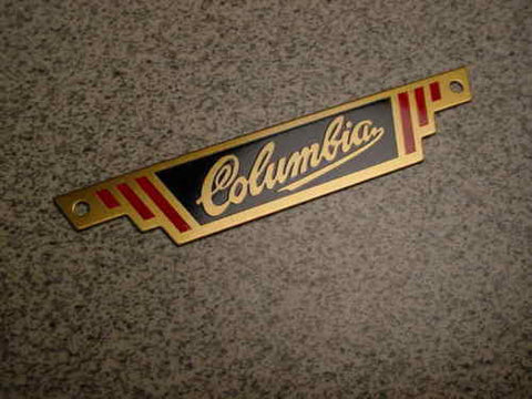 COLUMBIA BICYCLE REAR RACK BADGE NAME PLATE BRASS 1941 FIVE STAR BIKES OTHERS