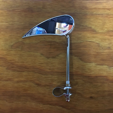 BICYCLE MIRROR TEAR DROP BLADE MIRROR LEFT CHROME QUALITY CUSTOM FITS ALL