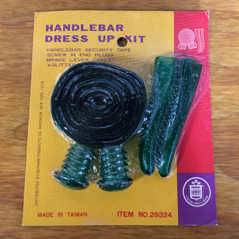 MUSCLE BIKE BAR TAPE PLUGS LEVER COVERS GREEN GLITTER NOS VINTAGE