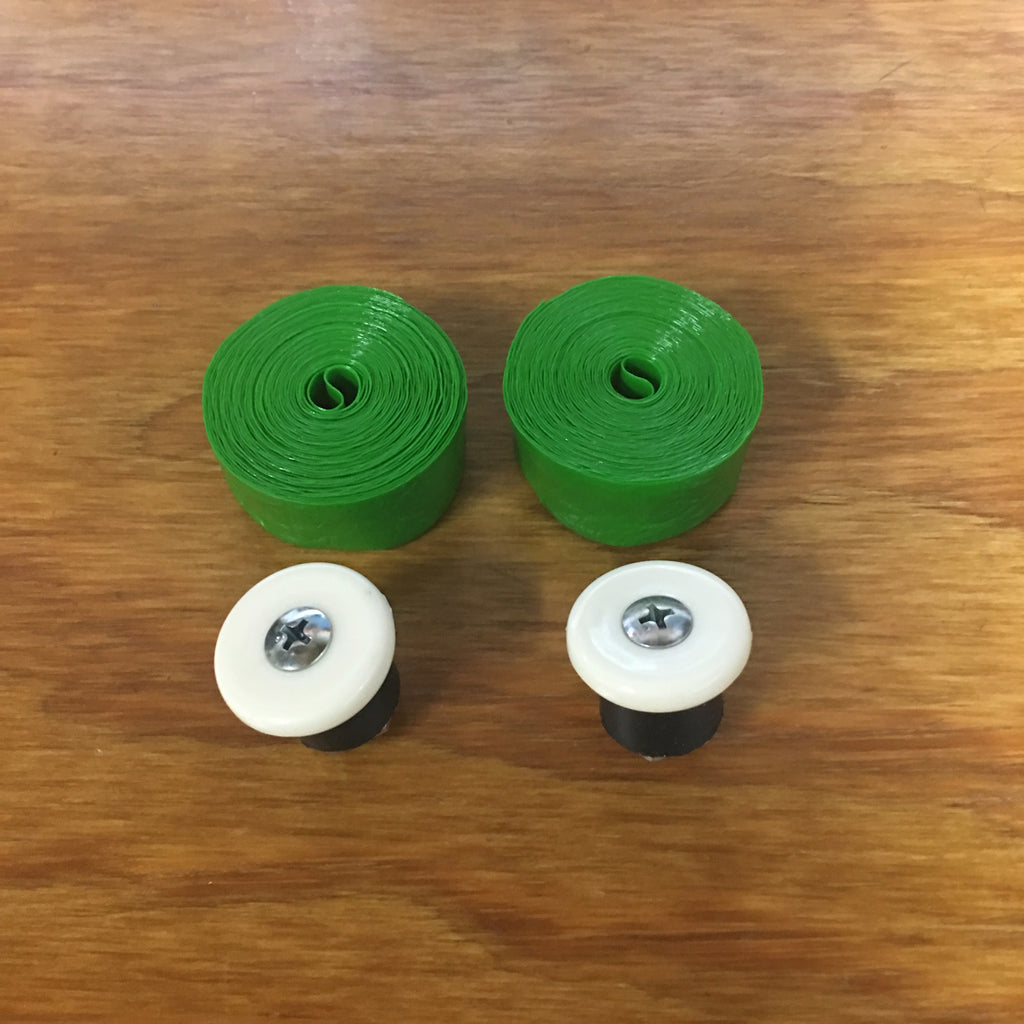 BICYCLE HANDLE BAR TAPE & END PLUGS GREEN FITS SCHWINN SEAR HUFFY & OTHERS NOS