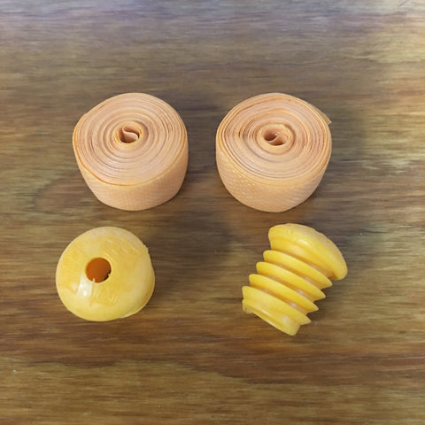 BICYCLE HANDLE BAR TAPE ORANGE WITH END PLUGS NOS
