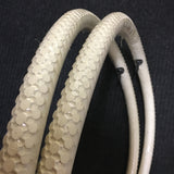 BICYCLE WOOD WHEEL TIRE SET 28 X 1-1/2" CLAD WOODEN WHEEL CREAM RARE