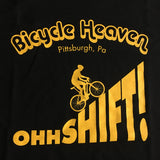BICYCLE HEAVEN OHH SHIFT T-SHIRT BLACK WITH GOLD LETTERING