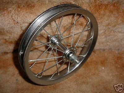 BICYCLE FRONT WHEEL 12 IN CHROME STEEL MADE NEW