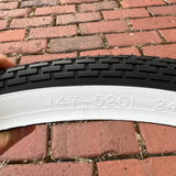 BICYCLE TIRE FIT SCHWINN 24 X 1-3/4 S-7 WHEELS FLEET STARLET WHITE WALL NEW