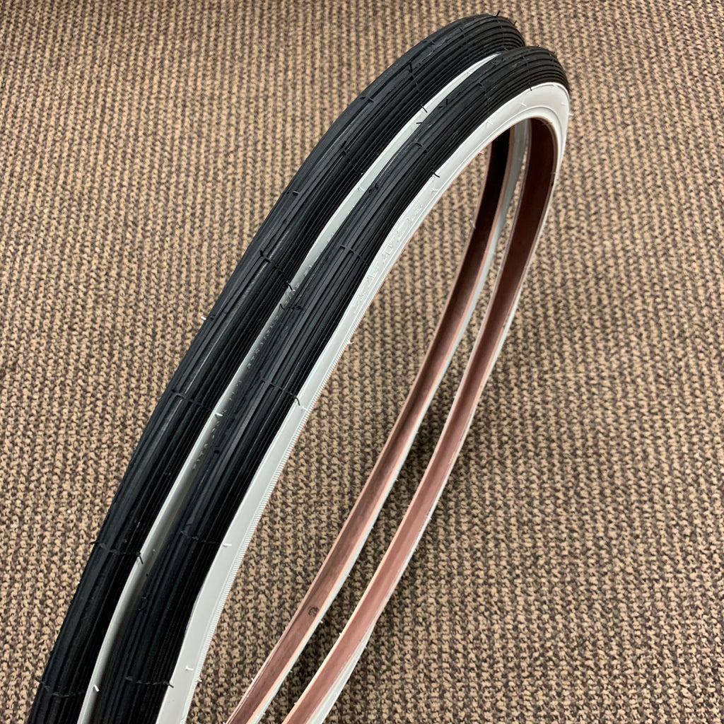 BICYCLE TIRES WHITE WALLS FITS SCHWINN 26 X 1-3/8 X 1-1/4 S-6 RARE NEVER USED
