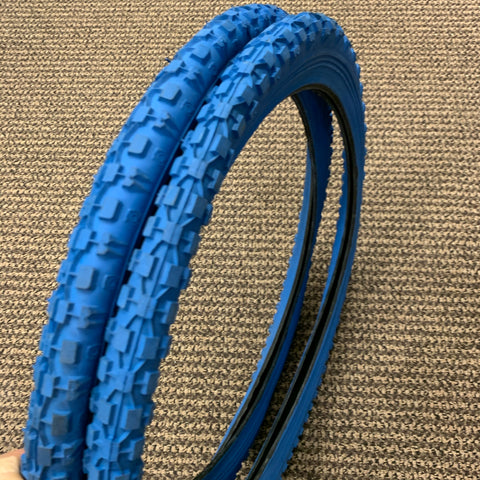 BMX BICYCLE TIRE SET VINTAGE BLUE 20 INCH BIKES NOS NEW