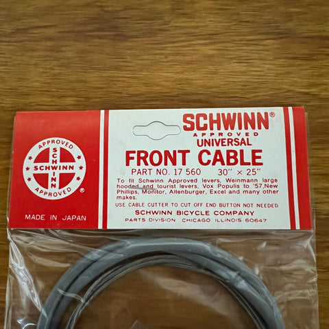 SCHWINN APPROVED FRONT CABLE FITS ROAD BIKES STINGRAYS NO 17560 NOS