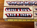 OLD MID SCHOOL MONGOOSE VILLAIN COMPLETE STICKER DECAL SET BMX BIKE NOS