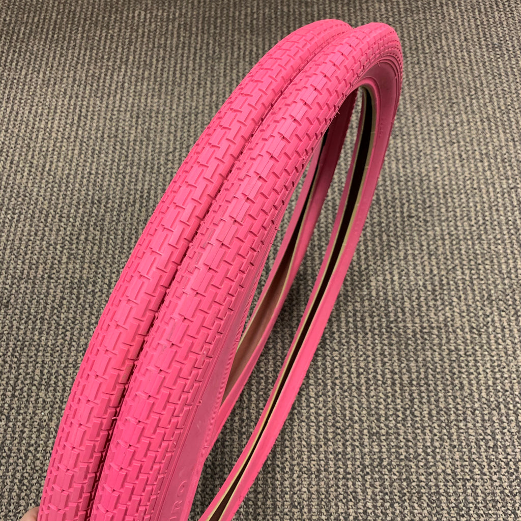 BICYCLE TIRES 26 X 2.125 BRICK TREAD PINK FIT SCHWINN PHANTOM HUFFY AND OTHERS