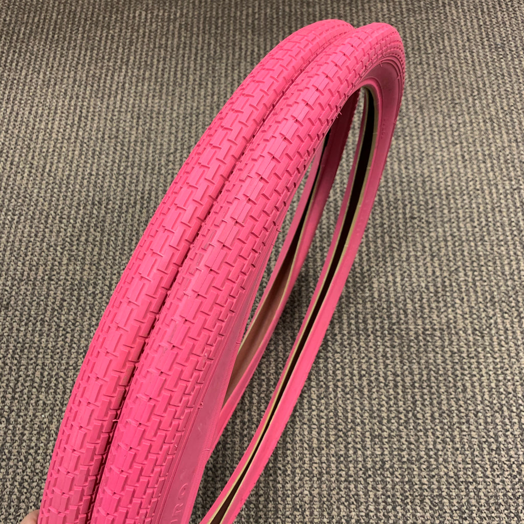 BICYCLE TIRES 26 X BRICK TREAD PINK FIT SCHWINN PHANTOM HUFFY AND OTHERS