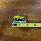 PEDAL CAR LAPEL PIN VINTAGE YELLOW STEEL METAL BRASS NOS