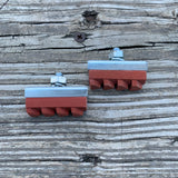 BICYCLE BRAKE SHOE PADS FOR SCHWINN CALIPER LONGLAST VINTAGE RED NOS PAIR