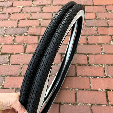 BICYCLE TIRES FIT SCHWINN 24 X 1 3 4 S 7 WHEELS FLEET STARLET WHITE WALL NEW
