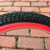 BICYCLE TIRE 20 X 1.95 BLACK / RED WALL FITS OLD SCHOOL BMX GT MONGOOSE SCHWINN