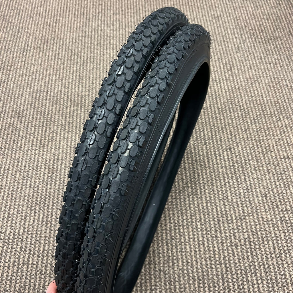 BICYCLE TIRES 26 X 2.125 KNOBBY BLACK WALL FITS SCHWINN & OTHERS NEW BICYCLE TIRES 26 X 2.125 KNOBBY BLACK WALL FITS SCHWINN & OTHERS NEW
