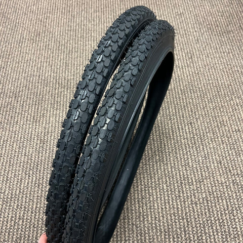 BICYCLE TIRES 26 X 2.125 KNOBBY BLACK WALL FITS SCHWINN & OTHERS NEW