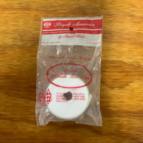 SCHWINN APPROVED BICYCLE HANDLE BAR TAPE SOLID WHITE FITS SCHWINN & OTHERS NOS