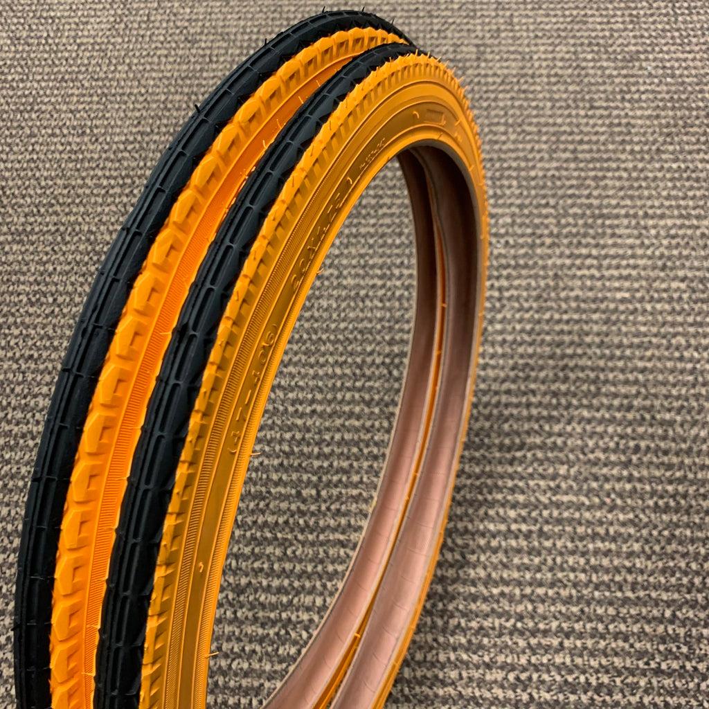 BICYCLE TIRES ORANGE WALL FIT BMX MUSCLE COLUMBIA SEARS MURRAY OTHERS 20 X 1.75 BICYCLE TIRES ORANGE WALL FIT BMX MUSCLE COLUMBIA SEARS MURRAY OTHERS 20 X 1.75