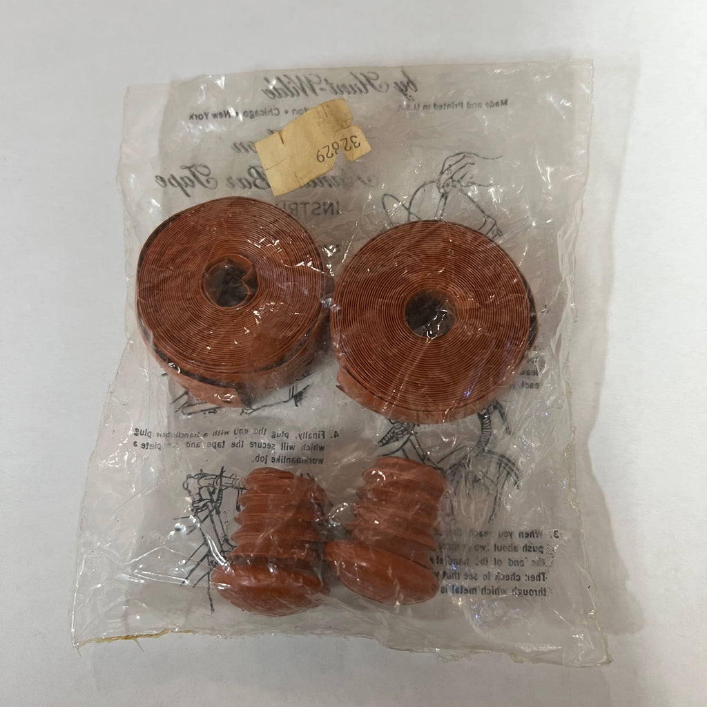 BICYCLE HANDLE BAR TAPES & PLUGS BROWN HUNT WILDE FIT SCHWINN CONTINENTAL & OTHERS