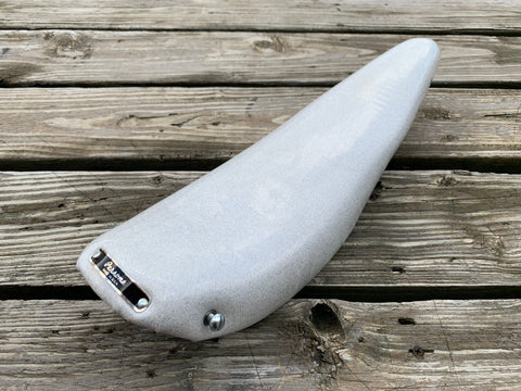 PERSONS CLEAR SILVER/ WHITE GLITTER BICYCLE BANANA SEAT FITS SCHWINN AND OTHERS