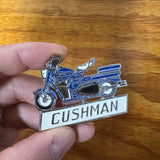 CUSHMAN LAPEL DEALER PIN OLDER WITH STEEL METAL BRASS NOS VINTAGE BLUE