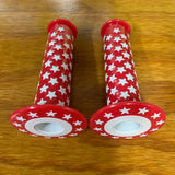 BMX BICYCLE GRIPS RED WITH WHITE STAR FOR OLD SCHOOL GT MONGOOSE & OTHERS NEW