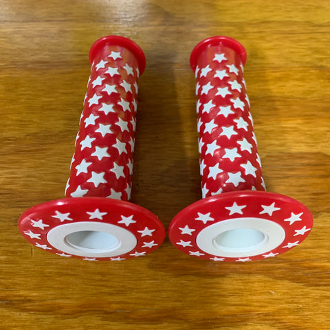 BMX BICYCLE GRIPS RED WITH WHITE STAR FOR OLD SCHOOL GT MONGOOSE
