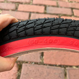 BICYCLE TIRE 20 X 1.95 BLACK / RED WALL FITS OLD SCHOOL BMX GT MONGOOSE SCHWINN