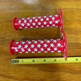 BMX BICYCLE GRIPS RED WITH WHITE STAR FOR OLD SCHOOL GT MONGOOSE & OTHERS NEW