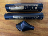 BMX RACING TEAM MURRAY BMX PADS BLACK & GOLD / TAN OLD SCHOOL VINTAGE NOS