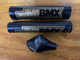 BMX RACING TEAM MURRAY BMX PADS BLACK & GOLD / TAN OLD SCHOOL NOS VINTAGE