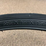 BICYCLE TIRE BLACK WALL FITS SCHWINN 26 X 1-3/8 X 1-1/4 S-6 RARE NEVER USED
